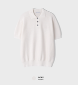 Look Estée Viscose Button Collar Short Sleeve Knit