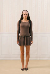 Scoop knit dress - brown