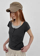 [MADE] ピエタホルターレイヤード半袖Tシャツ (Modal 38%)