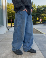 Low curve cargo denim jeans (Blue)