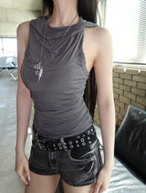 Hoody Shirring Sleeveless