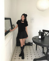 [ORIGINAL] HOLLY TIE SHORT-SLEEVE KNITTED SET