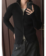 [MUSCLE FIT] Highneck warmer knit zip(3color)