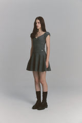 Rose Flare Dress Charcoal