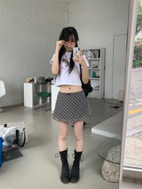 チェックシフォンミニスカート (4C)