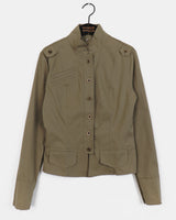 Femo vintage high neck collar button cotton jacket