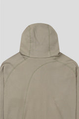 Ribbed incision hood zip-up