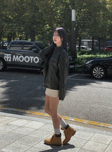 Bleed Washing Leather Biker Jacket