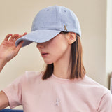 VA Stud Non Washing Denim Ball Cap / Light indigo