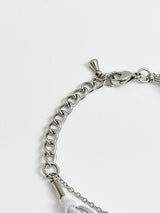  White leather chain layered bracelet