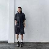 Draped Plissé Wide Shorts