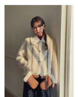 Cozy Flip-collar Fleece Short Jacket (Mitten Set)