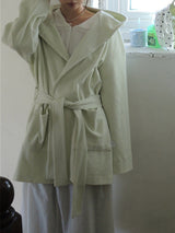 [prts made] パジャマヘッドバンドオーバーサイズドフーディショートローブ (Tumble-Washed)