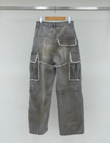 [UNISEX] Vintage Washing Cargo Wide Pants