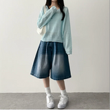 Meli Pintuck Denim Bermuda Shorts [Short & Long Selection*]