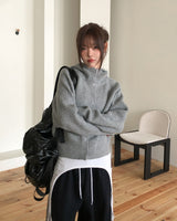 Sein High Neck Hood Knit Cardigan