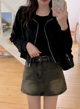 #Suede Collar Crop Jacket (3color)