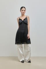 Silky Lace Bustier Dress_Black