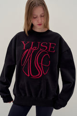 SWEATSHIRT EARTHYUSE NEEDLEWORK - BLACK