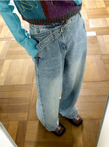 Three-color basic versatile and laid-back straight-leg wide-leg jeans