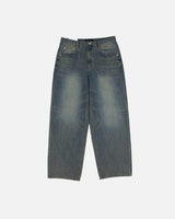 Slub tin curved demin pants