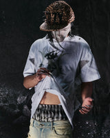 "CHAOS GIRL" ホワイトワックスドTシャツ