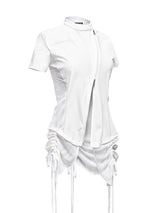 CURVED ZIP-UP SHIRT WITH LAYER . WHITE