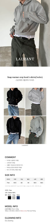 Snap warmer crop hood t-shirts(3color)