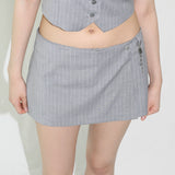 Pinstripe Skirt with Shorts - GREY