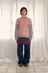 ロゴレイヤードストライプTシャツ (DUSTY PINK)