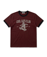 Essential Standard Short-Sleeve Ringer T-Shirt Cool Cats Club Burgundy