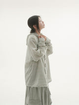 By hood check shirt -3C