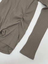 Slit Ribbed Off-Shoulder T-Shirt