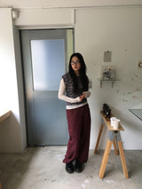 Plum wide cotton pants (1color)