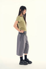 Folding waist bermuda pants