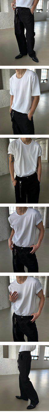 [BASIC ITEM] U neck round half t-shirts (2color)