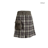 (2color) Knit Pocket Check Mini Skirt
