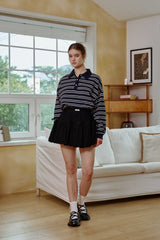 ARETE STRIPE OVERFIT COLLAR T-SHIRT / NAVY