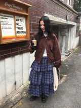 [MD Pick] ピーチプレイドティアードスカート (2color)
