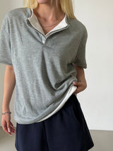 Flow henley neck helf t-shirts(5color)