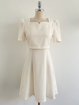 26SS★ Berlin Notch Square-Neck Short Sleeve Tweed Flare One Piece Mini