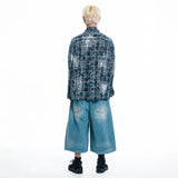 Washed Painted Check Shirt - NAVY