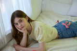 CHECK RIBBON DENIM PANTS