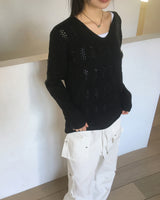 [MADE] Vart V-neck Twisted Net Punching Knitwear