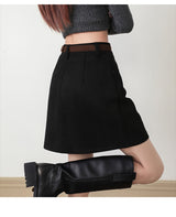Brown Suede-Touch A-Line Pocket Skirt