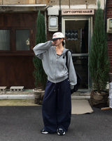 One-pin tuck strap balloon cotton pants
