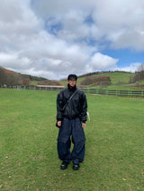 Black leather shirring padding