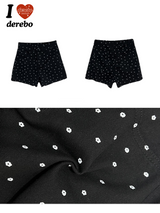 Black dot denim short pants