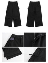Lace Black Side Shirring Casual Pants