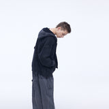Curved Carpenter Crack Denim Pants Grey